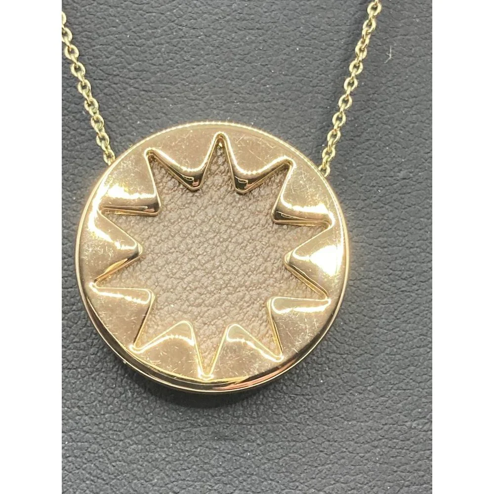 House Of Harlow 1960 Star Burst Gold Tone Brown Faux Leather Chain‎ Necklace 18